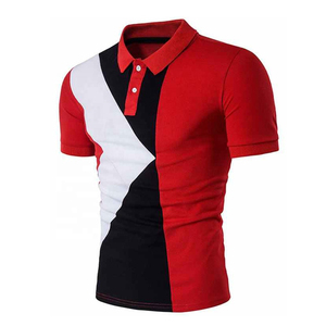 เสื้อโปโลแขนสั้นผู้ชายสีเทาลายทางถักนิตติ้ง สไตล์ลำลอง ระบายอากาศได้ดี ดีไซน์สีตัดต่อ - Product Image 3