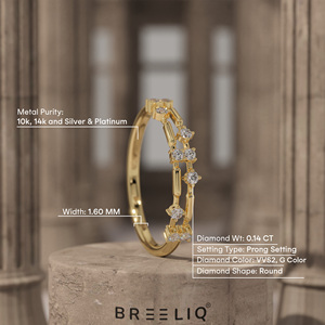 Anillo de Compromiso Apilable de Oro Sólido de 14K con Diamantes Cultivados en Laboratorio, Anillo de Clúster Moderno y Minimalista, Joyería Fina, Anillo de Bodas para Mujer - Product Image 3