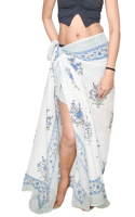 Pareo de playa floral hecho a mano para mujer, falda ligera, pareo envolvente, estilo bohemio, ropa de resort transpirable con logo en la cintura, marca privada.