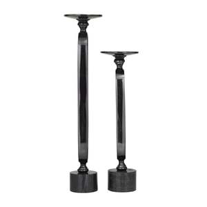 <b>Candlestick</b> <b>Holder</b> Set Of 2 <b>Black</b> Tapered Design For Home Decoration Durable Finish - Product Image 1