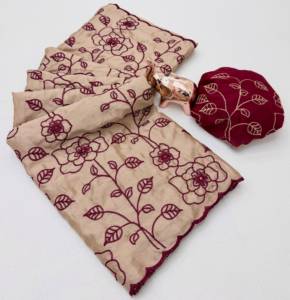 Sari en coton Khadi brodé de qualité supérieure avec un chemisier Bollywood uni, vêtements ethniques traditionnels, collection pour femmes - Product Image 2
