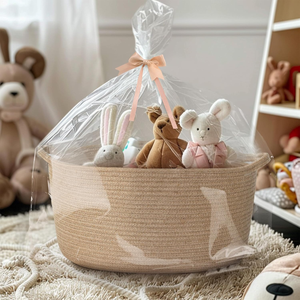 Jute Wicker Storage <b>Basket</b> with Handles, Decorative Woven Organizer Bin <b>for</b> Home, <b>Shelf</b>, Closet, and Entryway - Product Image 6