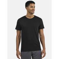 Kaos Pria Hitam Lengan Pendek O-Neck Regular Fit Katun Kasual Warna Solid Jersey Rajut Desain Polos