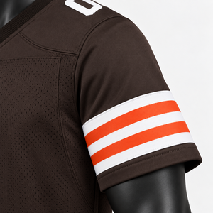 Custom American Football Jersey <b>Men's</b> <b>Brown</b> Mesh Strapless Short Sleeve Heat-Transfer Printing Team Name 00 Breathable Front - Product Image 5