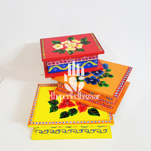 กล่องไม้เพ้นท์ลายด้วยมือ 3 ใบ คู่กันเป็นคู่ ของตกแต่งบ้านรักษ์โลกจาก Theperfectbazaar ในอุตรพัฎษ์ - Product Image 4
