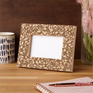 Custom Laser Engraved Wooden Photo <b>Frame</b> Handcrafted Natural Wood Picture <b>Frame</b> Wholesale Desktop Floral Decorative Photo <b>Frame</b> - Product Image 4
