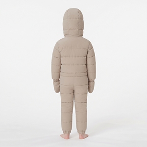 HAWK EYE Kids Girls One Piece Winter Snowsuit Hooded Windproof Polyester <b>Jumpsuit</b> with Mittens Beige - Product Image 6