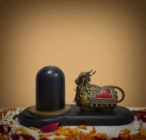 HOME GENIE Shivling con Ídolo de Nandi en Plataforma, Conjunto Decorativo de Shivling para el Mandir del Hogar - Product Image 4