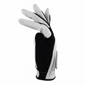 Golf Gloves Black White Genuine Leather Non Slip Button Closure Unisex Sports Hands - Product Image 4