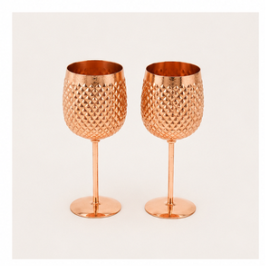 Handcrafted Pineapple Embossed Pure <b>Copper</b> Wine Goblets Set Of 2 Premium Stemmed Cocktail Glasses For Bar And Home Decoration - Product Image 6