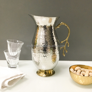 Tendance faible nouveauté 1.5 pintes luxueux pichet à vin en métal argent/or élégance martelée pour les fêtes élégantes de branches d'olivier - Product Image 2