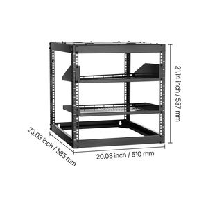 Rack di Rete a 4 Montanti 10U per Carichi Pesanti, Profondità 23 Pollici, Montaggio a Parete o a Pavimento, con Ripiani Ventilati per Data Center - Product Image 6