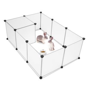 Parque de juegos portátil de plástico de 12 piezas para animales pequeños, jaula grande para cachorros, corral, tienda de campaña, platos y recipientes, diseñado para propietarios de mascotas - Product Image 1