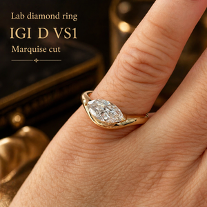 14K Gold Classic Marquise Cut Fancy Color Lab Grown <b>Diamond</b> Plated IGI Certified VS1 Women's Engagement <b>Ring</b> Elvoragems - Product Image 1