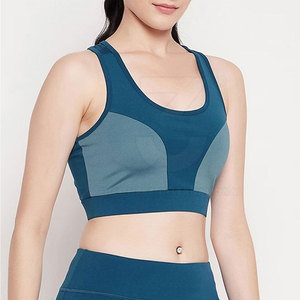 Soutien-gorge de sport respirant à maintien élevé, le plus vendu, avec bretelles réglables, coussinets amovibles, logo frontal, tissu lisse, idéal pour la gym et l'usage quotidien - Product Image 3