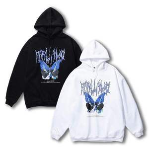 Sudadera con Capucha Personalizada de Alta Calidad 100% Algodón para Hombre, Diseño Estampado en Blanco y Negro con Logotipo Cubierto - Product Image 4
