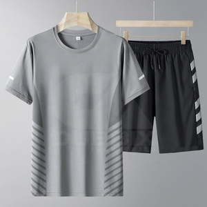 Dubbix Men's Moisture Wicking <b>Short</b> Sleeve T-Shirt And Elastic Waist <b>Shorts</b> Set Summer Sportswear For Adults Crew Neck 2026 - Product Image 4