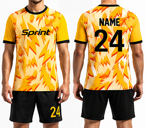 Ensemble d'uniformes de football rétro classiques unisexes personnalisés, tissu respirant en spandex/polyester à séchage rapide, motif géométrique, col rond, personnalisable - Product Image 1