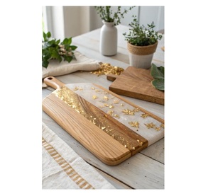Planche à découper rectangulaire en résine et bois, artisanale, de style impérial, 1,5 cm d'épaisseur, design décoratif, facile à nettoyer - Product Image 5