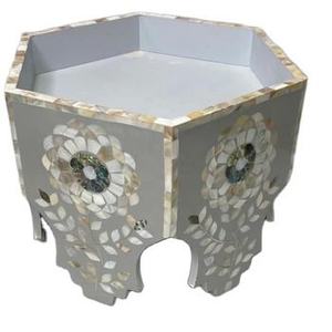 Wholesale 100% Floral Mother Pearl Bone Inlay <b>Cake</b> Stand Green Acrylic Custom Size Hexagon Resin Platter Decorative Craftsy Home - Product Image 1