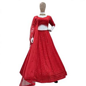 RADHE EXPORTS Lehenga Choli Moderne à Paillettes Micro Taille 44 en Foux Gorgette Séchage Rapide Toutes Saisons avec Broderie Chinon pour Fête - Product Image 1