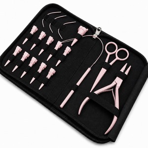 Kit d'outils professionnels pour extensions de cheveux avec pinces, aiguilles, crochets, applicateurs et ciseaux pour salons de beauté et kits d'extensions capillaires - Product Image 1