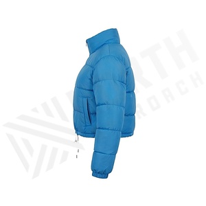 Hooded Quilted Waterproof <b>Bubble</b> Jacket Black Full Sleeve Winter Windproof Cotton Shell Knitted Fabric Polyester Filling Stand - Product Image 3