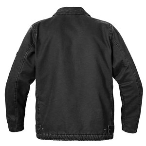 Chaqueta de Trabajo de Lona Negra para Hombre con Cierre de Cremallera, Forro de Sherpa, Cuello Camisero, Corte Regular, para Otoño - Product Image 2