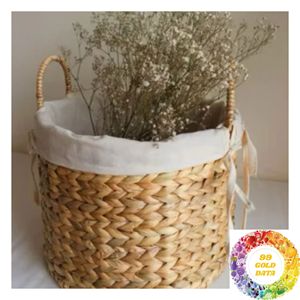 Paniers de rangement ronds en jacinthe d'eau faits à la main en fibres naturelles pour importateurs et détaillants – Vente en gros - Product Image 1