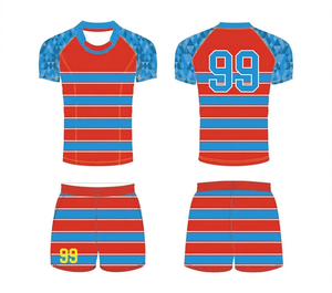 Custom Sublimated Rugby Uniform Set Geometric Print Moisture Wicking Breathable Quick Dry Short Sleeve Athletic Fit Unisex Adult - Product Image 3