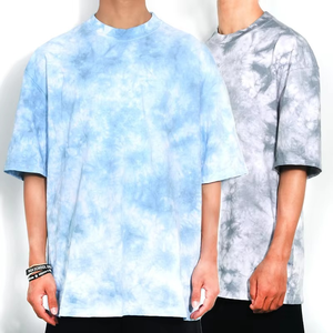Unisex Tie Dye Cotton Tee Plus Size <b>Mock</b> <b>Neck</b> Shirt Oversized Custom Logo Tee Breathable Knitted Cotton <b>Top</b> Streetwear Tie Dye T - Product Image 4