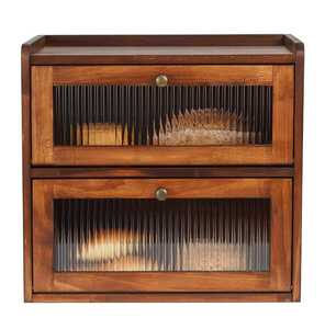 Natural Wood Bread <b>Box</b> with <b>Drop</b> Down Front Door - Farmhouse Kitchen Countertop Storage Bin Container for Loaves and Baked Goods - Product Image 6