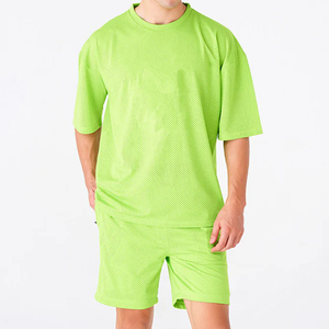 Men's Solid Color <b>Knitted</b> Short Sleeve T-Shirt and Shorts <b>Set</b> Yellow Casual Summer Wear new 2026 - Product Image 5