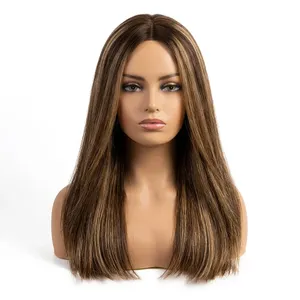 Peluca de Cabello Humano 100% Remy con Trama Completa, Larga, Marrón, con Mechas, Textura Ondulada Natural, Personalizable - Product Image 2