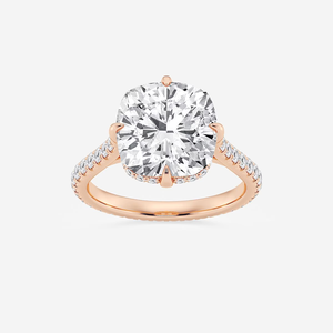 Anillo de Compromiso con Diamante Cultivado en Laboratorio de 6 1/5 Quilates de Peso Total, Corte Antiguo, Halo Oculto, Estilo Vintage, Joyería Nupcial para Mujer - Product Image 1