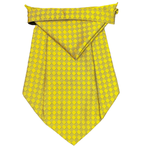 Corbata de lujo amarilla con diseño a cuadros para hombre |   Corbata Ascot Premium para Bodas, Eventos y Ocasiones Formales, Diseño a Cuadros - Product Image 1