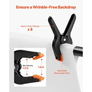 Kit Supporto per Sfondo Fotografico Portatile Regolabile 7 x 10 Piedi, Resistente con 3 Barre Trasversali - Product Image 6