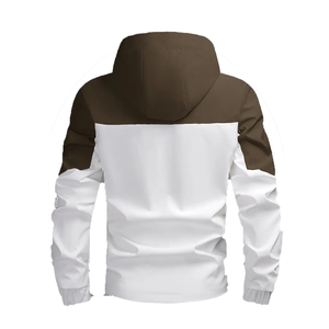 Men's Color block Windbreaker Jacket Lightweight Hooded Casual Outdoor Sports <b>Coat</b> Wholesale - Product Image 2