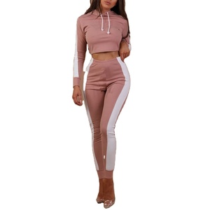 ชุดวอร์มมีซิปสำหรับผู้หญิงชุดวอร์มเสื้อฮู้ดและกางเกงจ็อกเกอร์เสื้อขนแกะธรรมดาเสื้อครอป2026โลโก้ตามสั่ง - Product Image 1