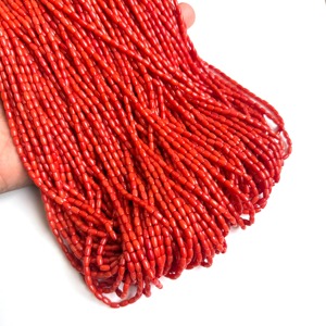 Cuentas de Coral Natural Italiano en Forma de Tubo de 15 Pulgadas, 4x7mm, Calidad AAA+, Cuentas de Coral Lisas en Forma de Tubo, Hilo de Cuentas de Coral de 4x7mm para Fabricación de Joyería al por Mayor - Product Image 3
