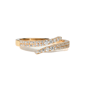 Bague ouverte ajustable empilable en or massif 10K 14K 18K certifiée IGI avec diamant de laboratoire rond et motif serpent pavé de griffes - Product Image 1