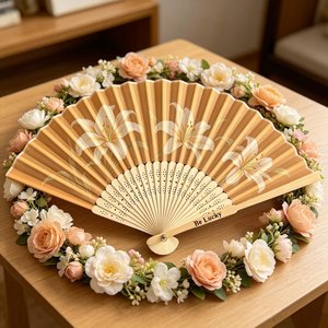 Abanico Plegable de Bambú Hecho a Mano, Forma Natural, Decoración Moderna Pintada para el Hogar, Regalo de Boda, Artesanía - Product Image 4