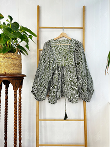 Blusa bohemia de algodón puro Top terroso Floral indio bloque estampado elegante cómodo verano ropa de día Casual camiseta sin mangas Simple corto - Product Image 6