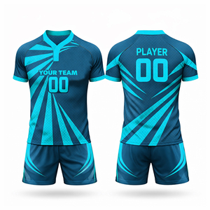 Tenues de sport bleues et blanches personnalisées avec ajustement flexible, tissu durable pour les matchs et les entraînements de haute intensité - Product Image 3