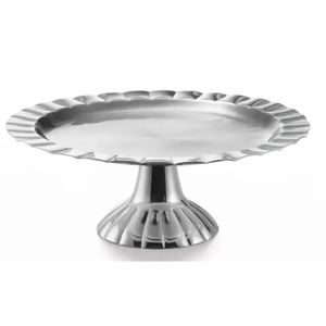 Support à gâteau élégant en métal pour fête d'anniversaire et présentation de desserts, avec base conique, plateau de service rond blanc, en promotion - Product Image 5