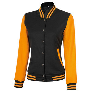 Black Orange Leather Varsity Jacket Stand Collar Horn <b>Button</b> Closure Regular Sleeve Casual Style Winter Outerwear Unisex Slim - Product Image 6