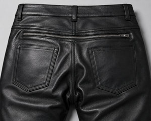 Pantalons en cuir véritable, pantalons en cuir de vache véritable, pantalons cargo en cuir, pantalons jogger en cuir, pantalons droits en cuir, pantalons évasés en cuir - Product Image 4