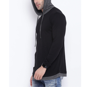 Sweat à capuche en coton pour homme, coupe classique, doublure polaire épaisse, épaules tombantes, imprimé uni, personnalisable, tricoté pour l'hiver, haute qualité - Product Image 2