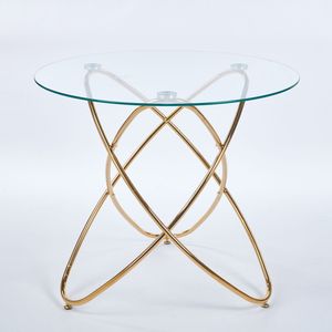 Tavolo da Pranzo Moderno Salvaspazio per Cucina e Soggiorno con Gambe in Metallo Dorato e Vetro Temperato Colore Oro Elegante e Pratico - Product Image 6