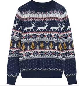 Pull décontracté pour homme en polaire épaisse, anti-plis, avec motif géométrique jacquard personnalisé, coupe ample, intégré avec base - Product Image 2